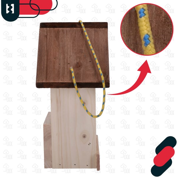 KOTARBAU® Ophængt fuglefoderautomat åben kasse til altan/have træ 270 x 230 x 135 mm + foder 0,5 kg