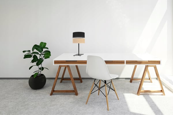 BORDLAMPE I JUTE SKÆRM 20 CM SORT