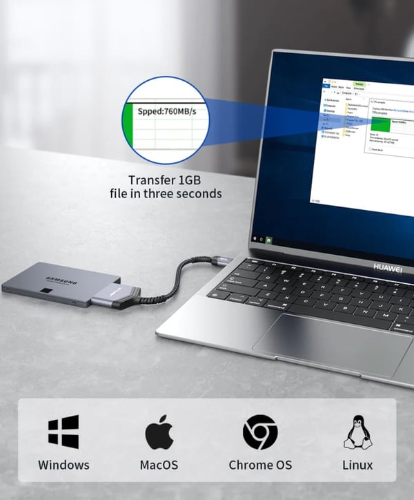 USB 3.0 jsaux-adapter til SATA III 2,5" SSD/HDD