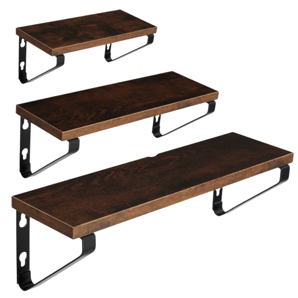 Set med 3 hängande vägghyllor, rustik loft, industriell stil