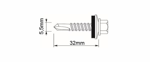 Selvskærende skruer GT5 Z14 5,5x25mm RAL 9010