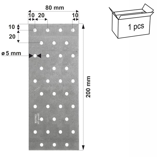 Perforerede plader NP20/80/200 80x200 x2mm