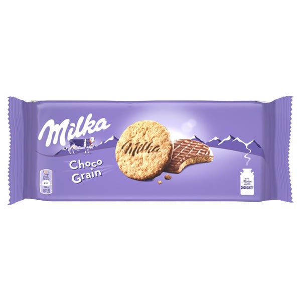Milka Choco Grain -kaurapuurokeksit maitosuklaalla kuorrutettuina 126 g Milka Choco Grain -kaurapuurokeksit maitosuklaalla kuorrutettuina 126 g