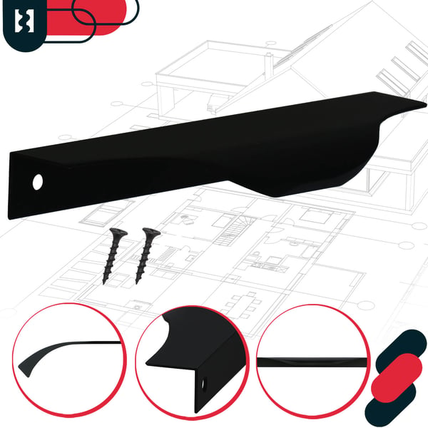 KOTARBAU® møbelgreb med moderne kant, aluminium, matsortsvært, 128/148 mm, sæt af 10