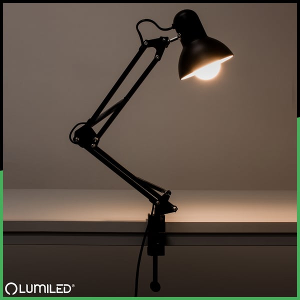 Klemme til bordlamper skærmklemme til bordplade sort Lumiled