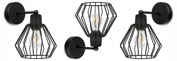 VÆGLAMPE, FIRKANTET LAMPE, METALLAMPE, TRÅD, LED