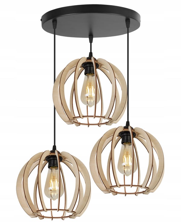 MODERNE LED-LOFTHÆNGELAMPE I TRÆ