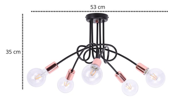Industriel kobber loftslampe i to farver