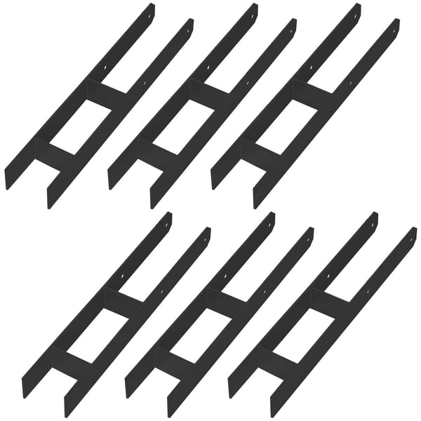 KOTARBAU® H-søjlefod til vægmontering, ankere, sort galvaniseret stål, 100 mm, 6 stk.