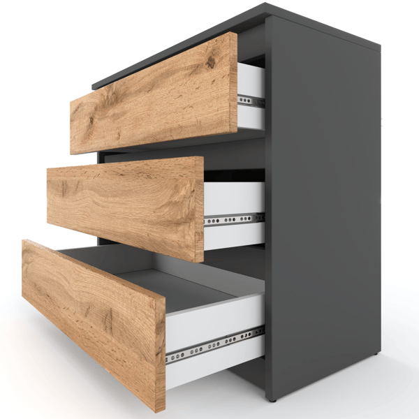 Kommode TV-skab 80cm 3S Grå Eg Wotan Loft Stuemøbel