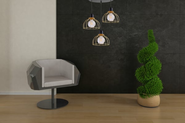 Lofthængende lampe lysekrone gylden lampeskærm loft