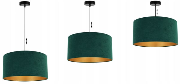 HÆNGENDE LAMPE LOFTSKRONE GYLDEN FLØJLSSKÆRM