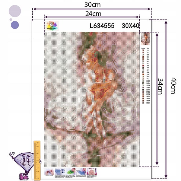 Ob_L_71 diamantmaling 30x40 - figurer, balletdanserinde
