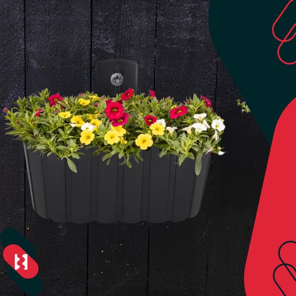 Vägghängande blomkruka rustik antracit 28 cm set om 4