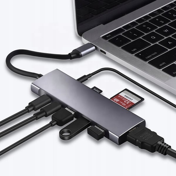 Hub USB-C Adapter HDMI 4K UHD Micro SD 3x USB 3.0 Power Delivery PD