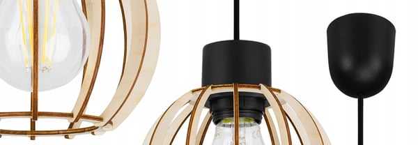 MODERN LED-TAKLAMPA I TRÄ