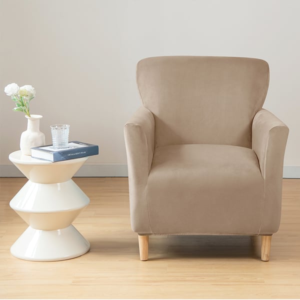 Överdrag til LITEN lænestol S, fløjl, beige, cappuccino