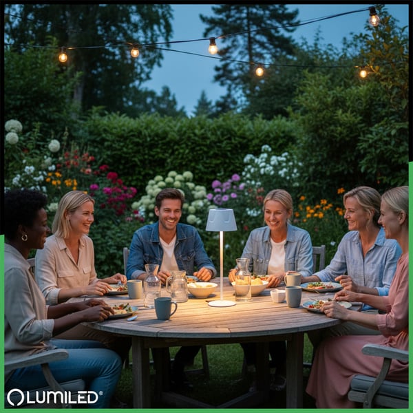 LED havelampe, stående, dekorativ, bord, natlampe, USB, dæmpbar, touch, hvid, FIORA LUMILED