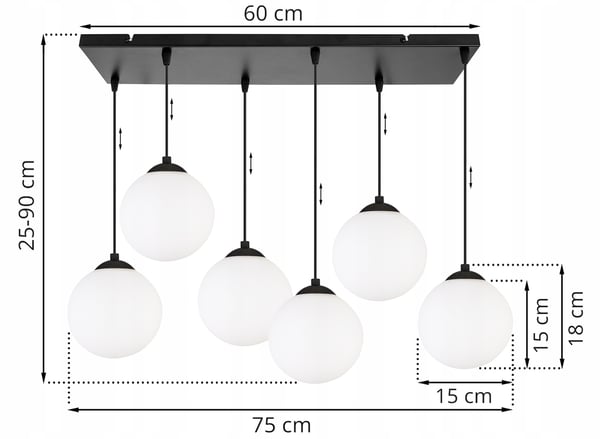 Kattovalaisin, nauhamainen, pallo, musta, LED, 15 cm