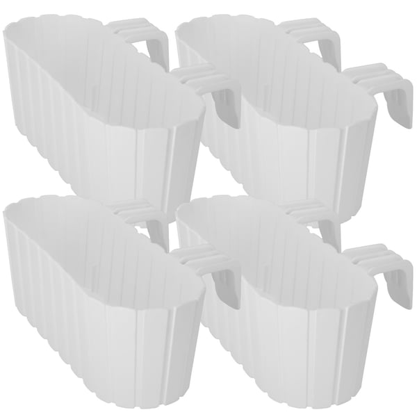 KOTARBAU Balkongblomkruka för räcke oval rustik vit 400 mm 4-set