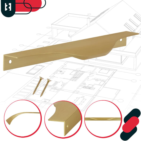 KOTARBAU Modern Edge møbelgreb aluminium mat guld 192/212 mm sæt 6 stk