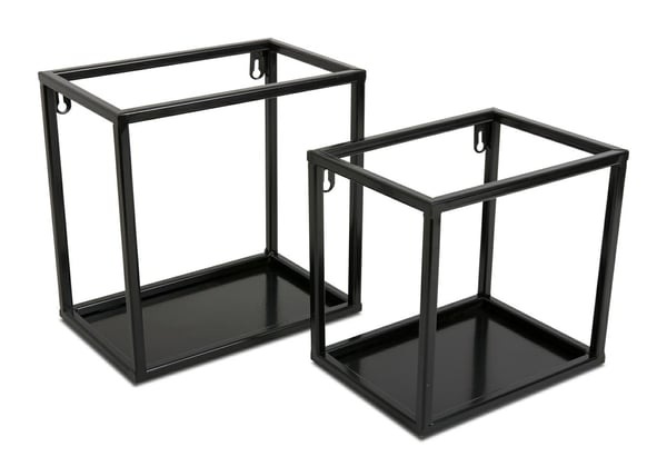 Vägghängande hylla svart metall 20 cm