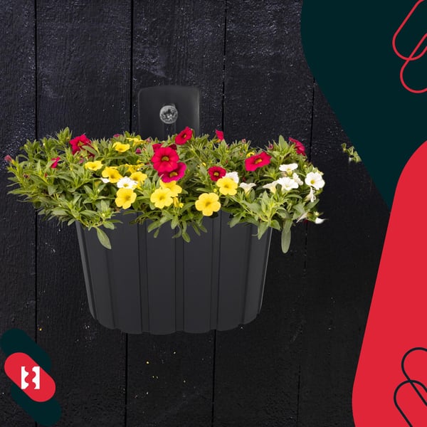 Väghängande blomkruka för balkong rustik antracit 20 cm 2 st