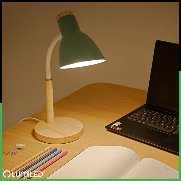 Pöytälamppu koulun piirustustyöhön vihreä E27 NIKO Lumiled