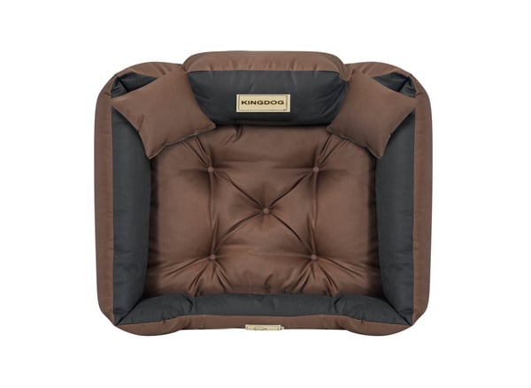 Hundeseng kennel KINGDOG 75x65 cm personaliseret vandtæt brun