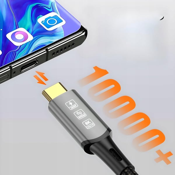 USB-C Kabel 0,3m USB4 Thunderbolt 4 40Gbps 240Hz 120Hz Nylonledning 30CM