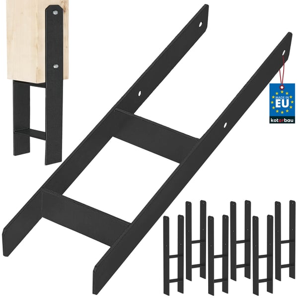 Kotarbau® H-pilarijalusta upotukseen, kannatin, ankkuri, sinkittyä terästä, musta, 150 MM, 6 kpl:n sarja