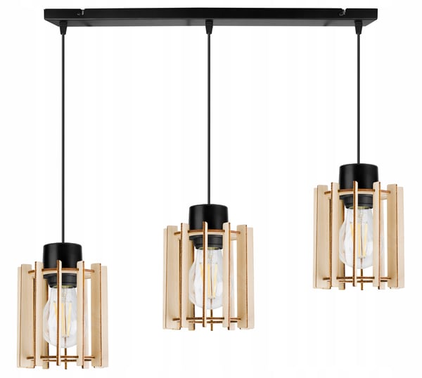 Hængende lampe, loftslysekrone, træ, LED lampeskærm