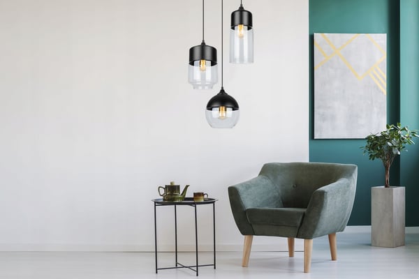 HÆNGENDE LOFTSLAMPE, GLASPLAFON, LED-LAMPE