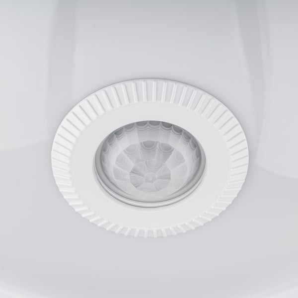 Taklampa LED REGIS 2x E27 IP44 med rörelsesensor och skymningssensor vit rund 30cm LUMILED