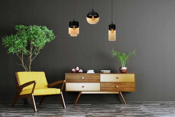 HÆNGENDE LOFTSLAMPE, GLASLAMPESKÆRM