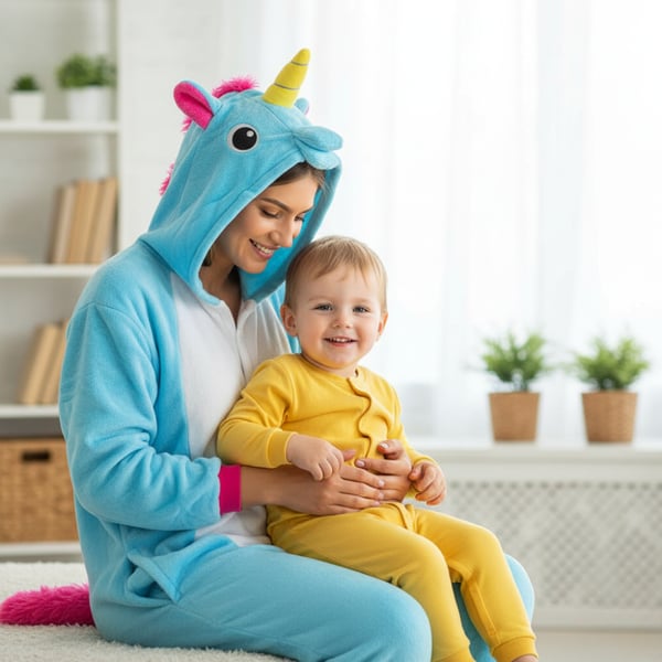 Herrepyjamas pegasus kigurumi onesie karneval varm udklædning kostume m Onesie kostume blå/lyserød pegasus - M