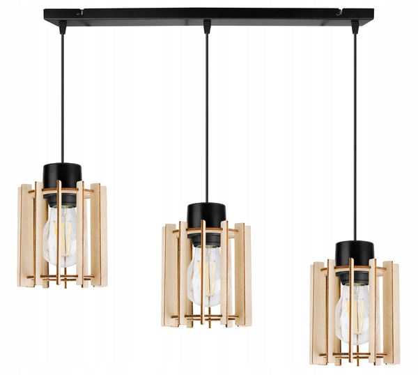 Hængende lampe, loftslysekrone, træ, LED lampeskærm