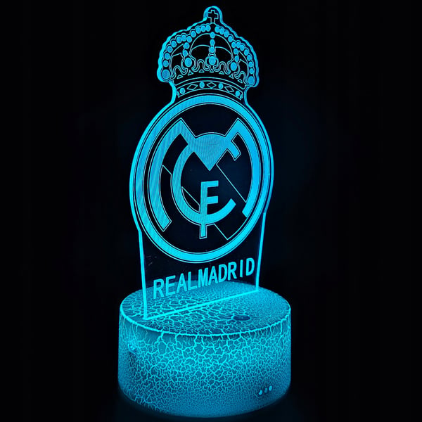 Nattlampa med Real Madrids vapensköld för barn, 16 LED-lampor, 3D + fjärrkontroll
