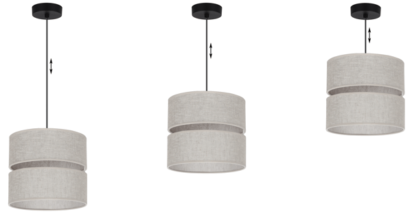DUO SORT HØRHÆNGELAMPE 1 FLAD LAMPE BEIGE L01 L20CM
