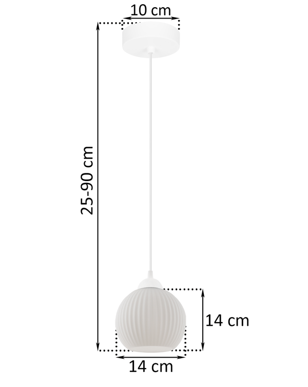 RIFFLE HVID HÆNGELAMPE 1 FLAD HVID FORMET KUGLE E27