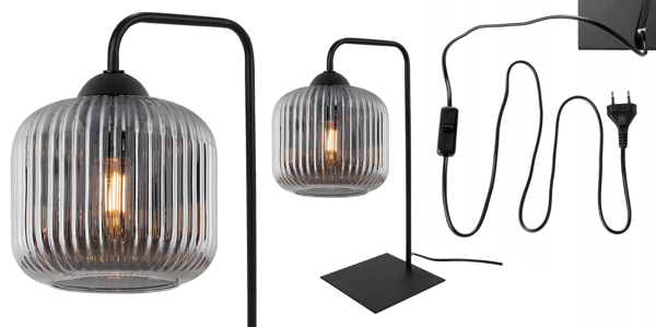 RIFFLE BORDLAMPE SORT 1 FLAD GRAFITLAMPESKÆRM CYLINDER E27