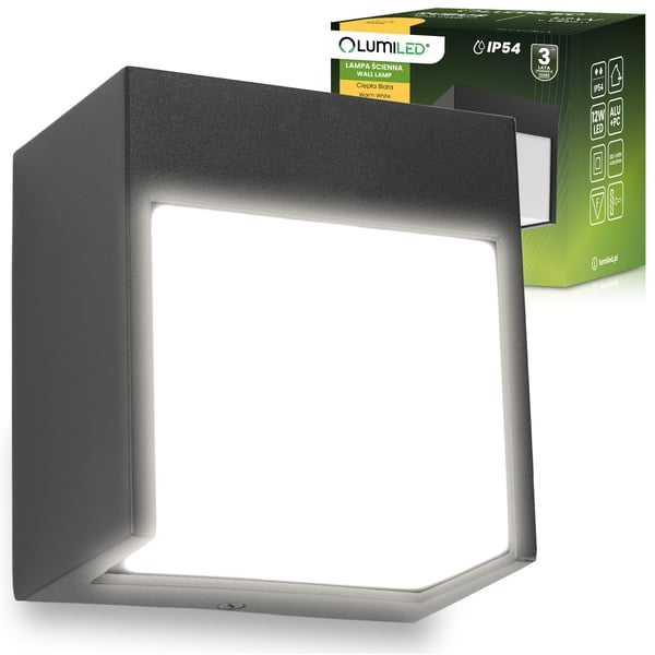 Puutarhan LED-seinävalaisin, ulkojulkisivun seinävalaisin, IP54, 12W, 3000K, RUBUS LUMILED
