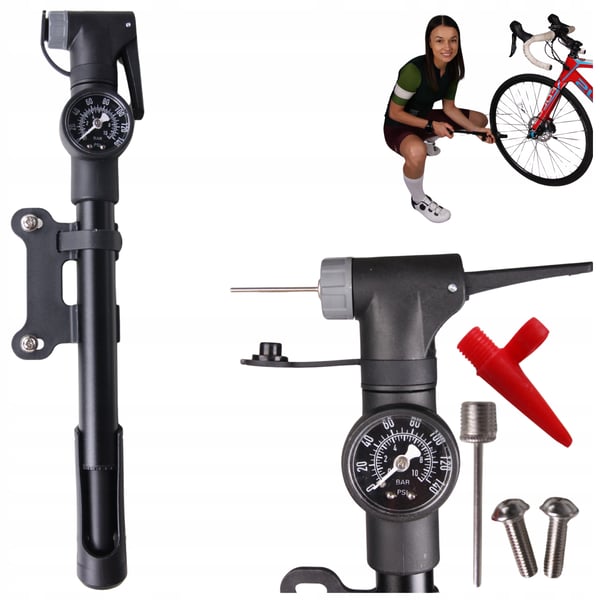PRO 8 BAR cykelpump med tryckmätare, handhållen och cykelhållare