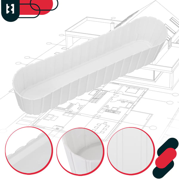 Blomkrukslåda oval rustik vit för balkong 600 mm