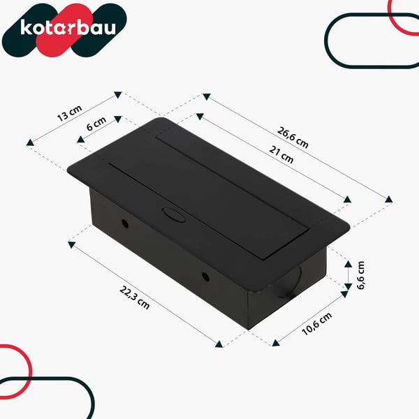 KOTARBAU® Indbygning bænkuttag Kombibox 2 udtag 230V + USB A+C