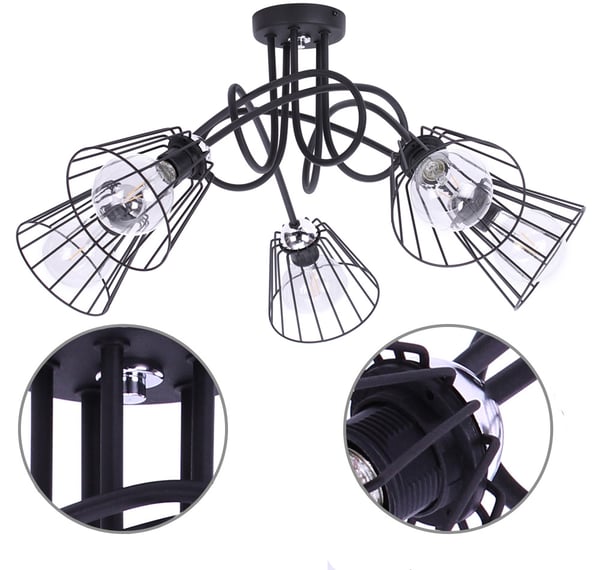 Loftlampe, plafond, lysekrone, 5xE27 LED, hængende