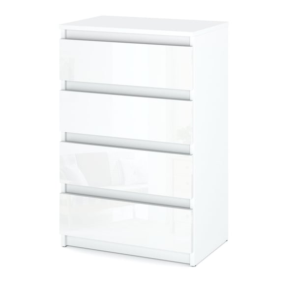 Blank hvid kommode med 4 skuffer 60cm tv-skab Møbel til stue soveværelse