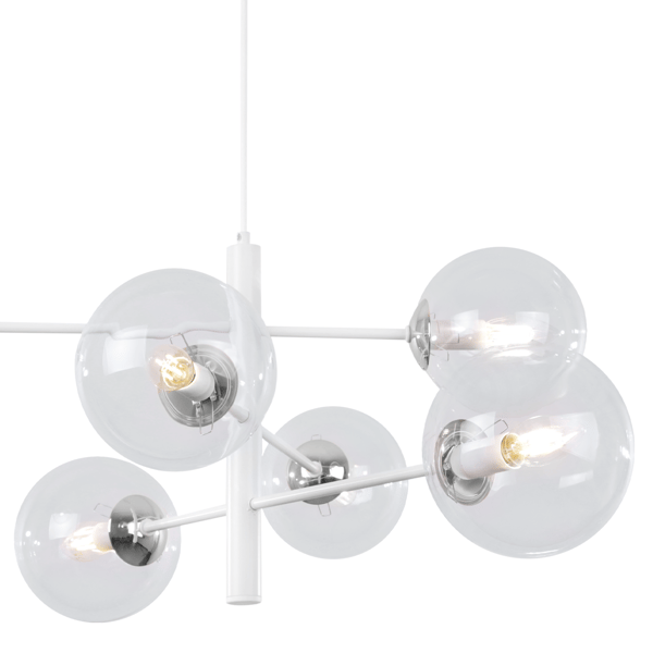 VICENZA HÆNGELAMPE HVID KROM 6 STK. FLAD KLAR LAMPE E14