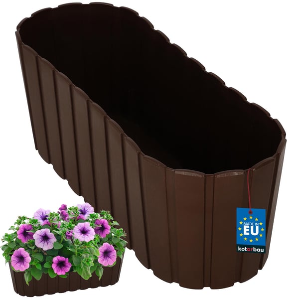 Avlång blomkruka för blommor och örter brun 40 cm