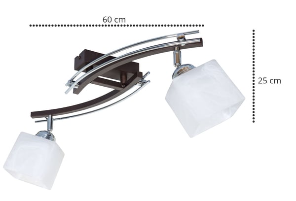 Loftslampe med lysekrone, LED-loftlampe, 2x60W